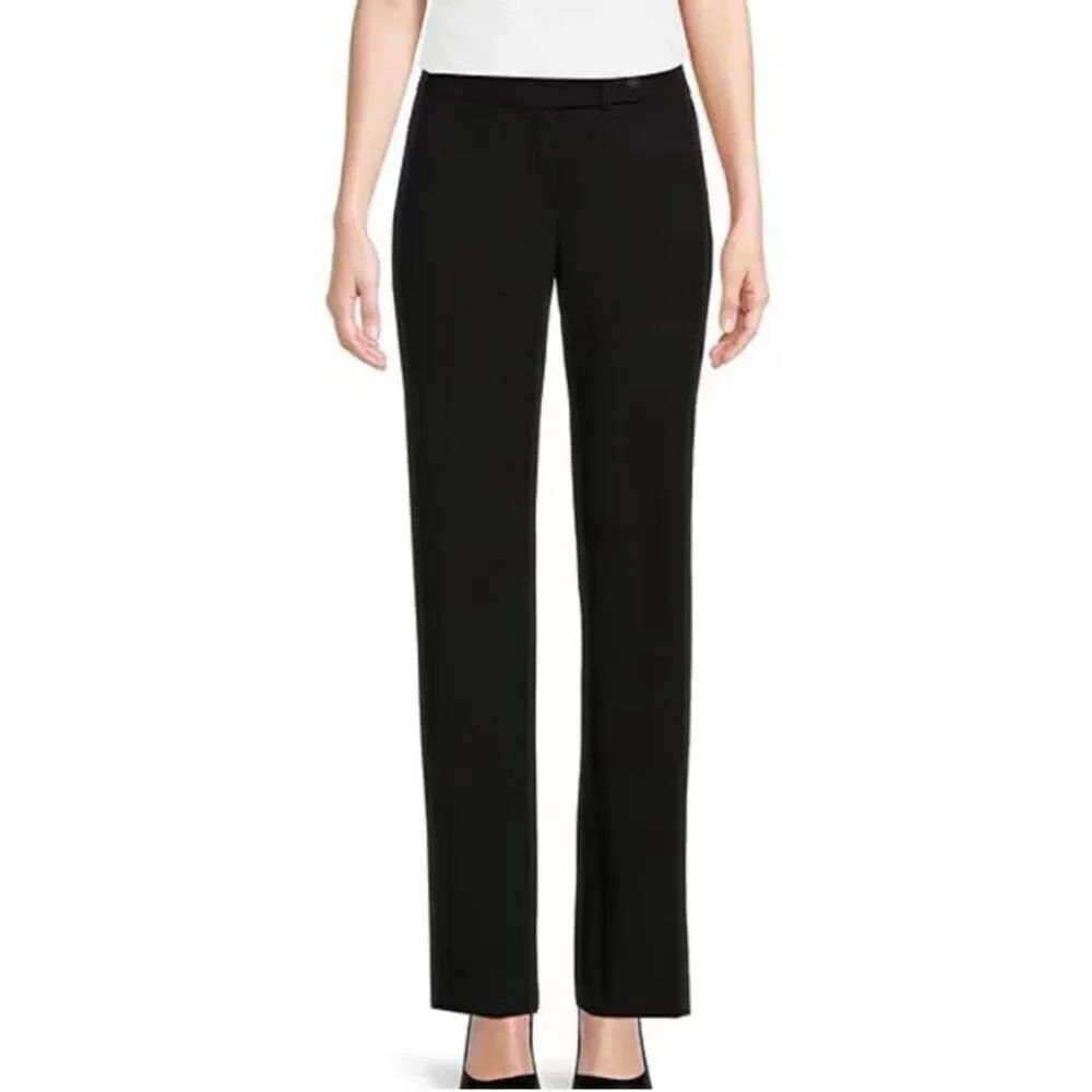 Gavin womens solid black low rise dress pants straight Slight Flare 6 Small